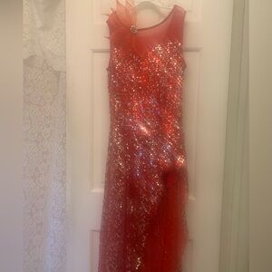 Weissman Red & Silver Sequin Dance Costume